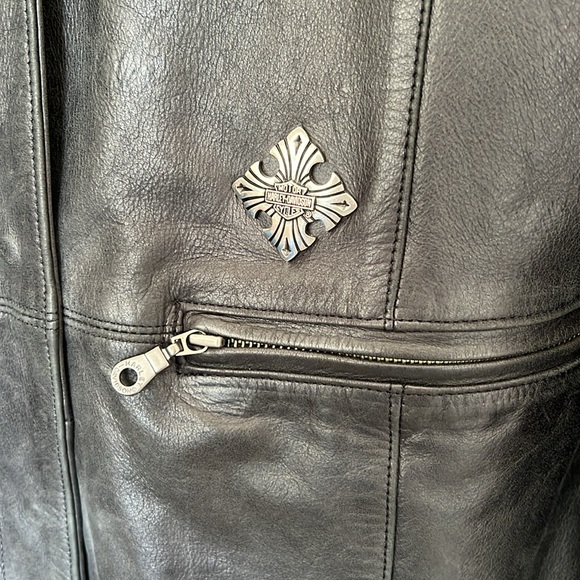 Harley Davidson Leather Trench Coat - Picture 2 of 4